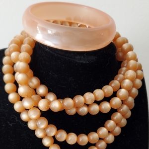 Vintage moonglow necklace bangle set